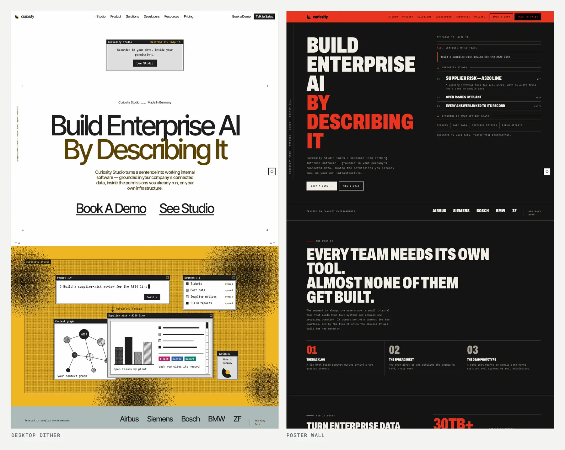 Desktop Dither and Poster Wall, the first two and a half screens of each.
